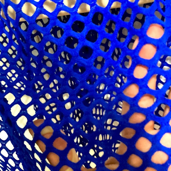 BLOOM + POP Fishnet Mesh Royal Blue Coverup Shorts Womens Large XL - Picture 4 of 11